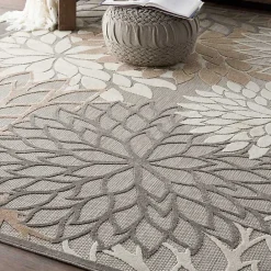 Online Kirklands Home Neutral Floral Burst Outdoor Area Rug, 7x10