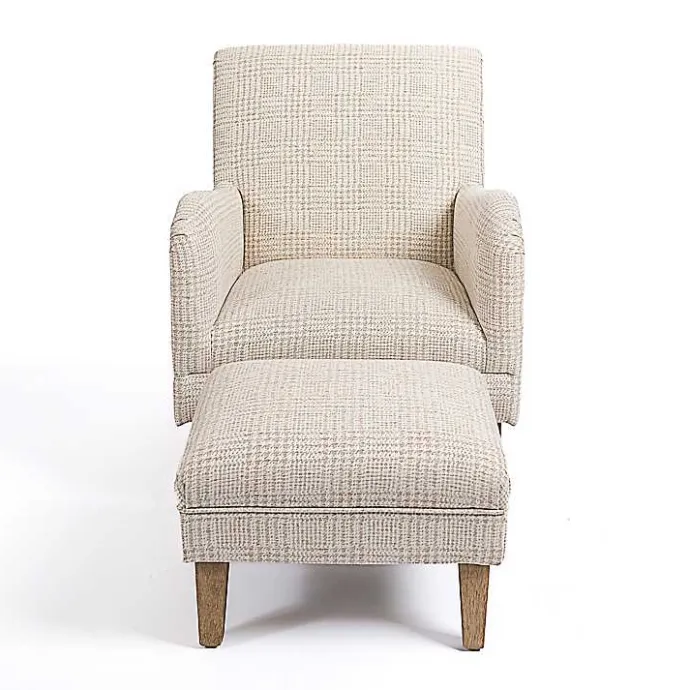 Online Kirklands Home Neutral Houndstooth 2-pc. Chair and Ottoman Set Tan