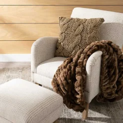 Online Kirklands Home Neutral Houndstooth 2-pc. Chair and Ottoman Set Tan