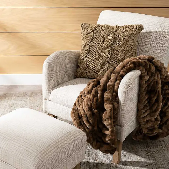 Online Kirklands Home Neutral Houndstooth 2-pc. Chair and Ottoman Set Tan