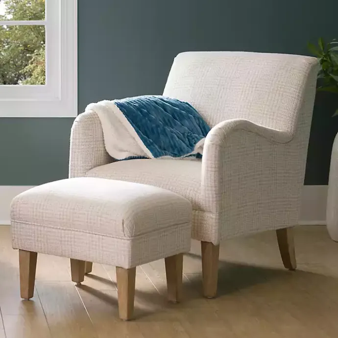 Online Kirklands Home Neutral Houndstooth 2-pc. Chair and Ottoman Set Tan