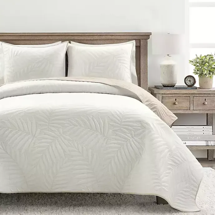 Online Kirklands Home Neutral Leaf Reversible 3-pc. Full/Queen Quilt Set