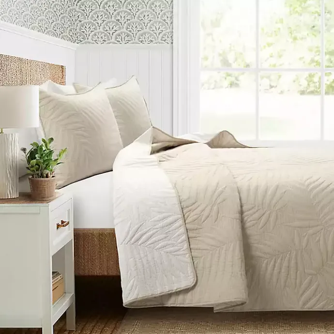Online Kirklands Home Neutral Leaf Reversible 3-pc. Full/Queen Quilt Set
