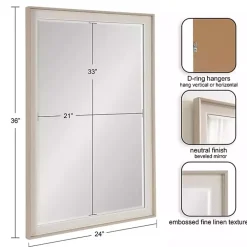 Clearance Kirklands Home Neutral Linen Beveled Wall Mirror