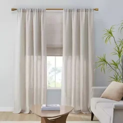 Online Kirklands Home Neutral Linen Blend Curtain Panel Set, 84 in Tan