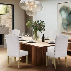 Clearance Kirklands Home Neutral Nailhead Parsons Dining Chairs, Set of 2 Multi