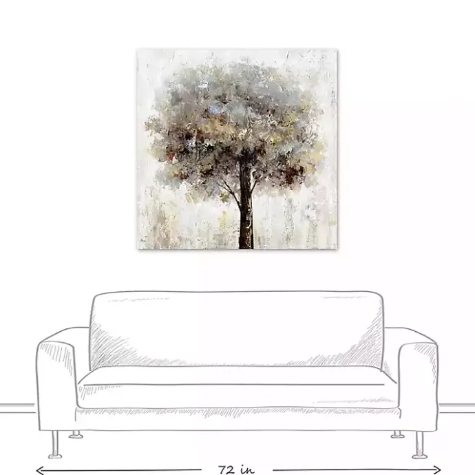 Best Kirklands Home Neutral Painted Tree Square Canvas Art Print Tan