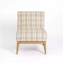 Online Kirklands Home Neutral Plaid Slipper Accent Chair