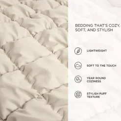 Best Kirklands Home Neutral Puff 3-pc. Full/Queen Comforter Set Tan