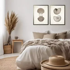 Clearance Kirklands Home Neutral Seashells Framed Art Prints, Set of 2