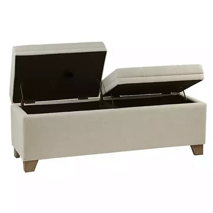 New Kirklands Home Neutral Split Seat Jackson Storage Bench Ivory