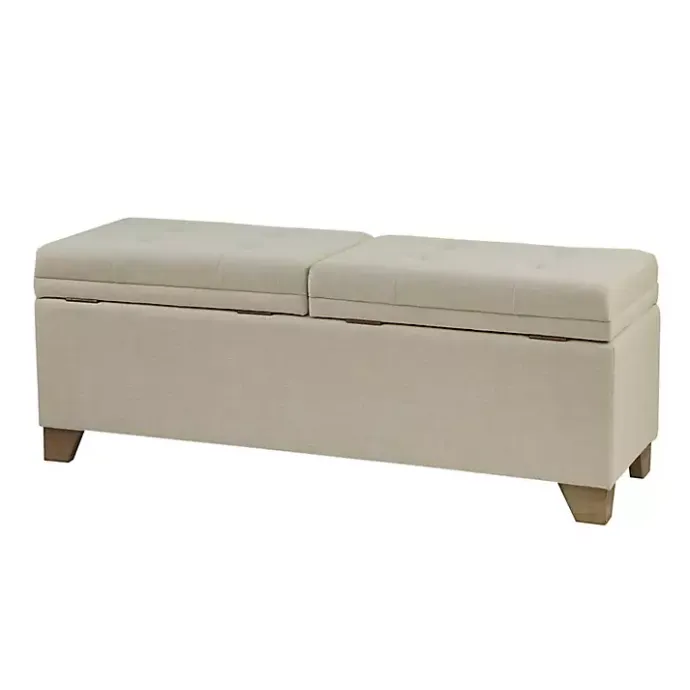 New Kirklands Home Neutral Split Seat Jackson Storage Bench Ivory