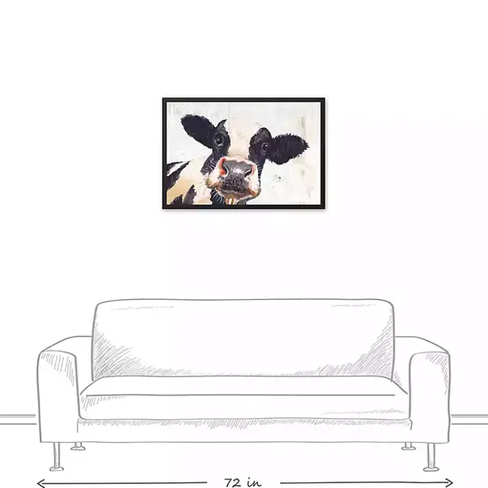 Hot Kirklands Home Neutral Staring Cow Framed Canvas Art Print