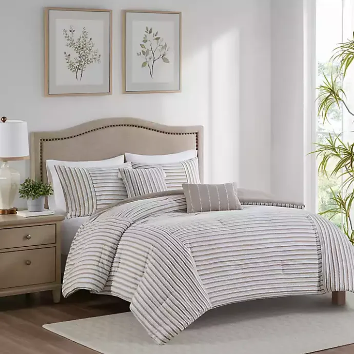 Outlet Kirklands Home Neutral Striped 5-pc. Full/Queen Comforter Set