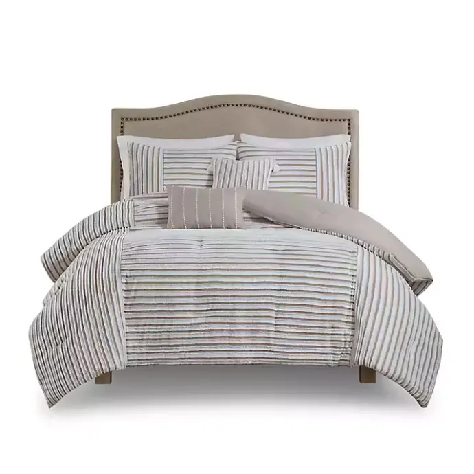 Outlet Kirklands Home Neutral Striped 5-pc. Full/Queen Comforter Set