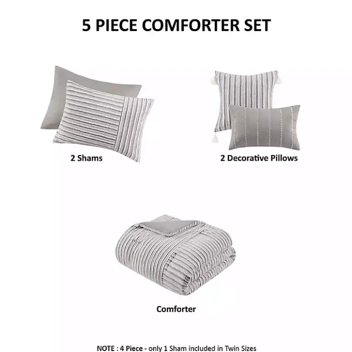 Outlet Kirklands Home Neutral Striped 5-pc. Full/Queen Comforter Set