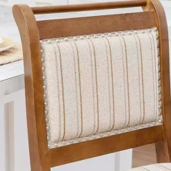 Outlet Kirklands Home Neutral Stripes Upholstered Emmy Counter Stool Tan