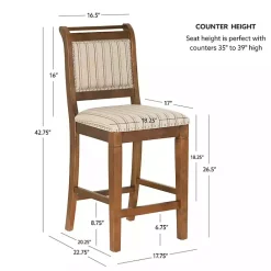 Outlet Kirklands Home Neutral Stripes Upholstered Emmy Counter Stool Tan