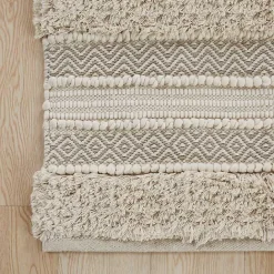 Outlet Kirklands Home Neutral Tufted Stripes Woven Bath Mat Brown
