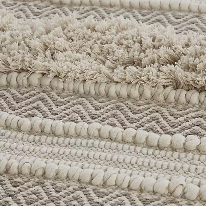 Outlet Kirklands Home Neutral Tufted Stripes Woven Bath Mat Brown