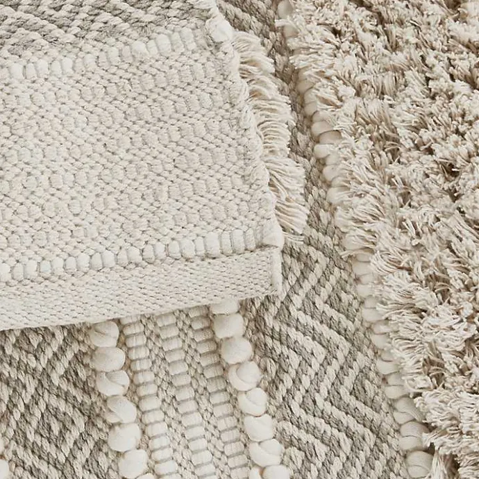 Outlet Kirklands Home Neutral Tufted Stripes Woven Bath Mat Brown