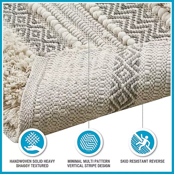 Outlet Kirklands Home Neutral Tufted Stripes Woven Bath Mat Brown