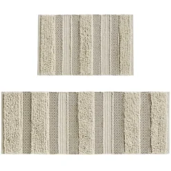 Outlet Kirklands Home Neutral Tufted Stripes Woven Bath Mat Brown