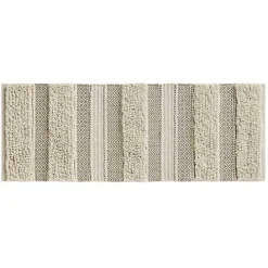 New Kirklands Home Neutral Tufted Stripes Woven Bath Runner Brown
