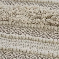 New Kirklands Home Neutral Tufted Stripes Woven Bath Runner Brown