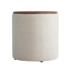 New Kirklands Home Neutral Upholstered Nesting Ottomans, Set of 2 Ivory