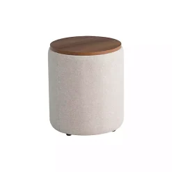 New Kirklands Home Neutral Upholstered Nesting Ottomans, Set of 2 Ivory