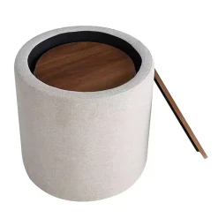 New Kirklands Home Neutral Upholstered Nesting Ottomans, Set of 2 Ivory