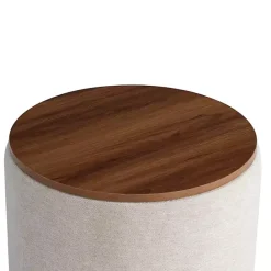 New Kirklands Home Neutral Upholstered Nesting Ottomans, Set of 2 Ivory