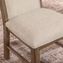 Hot Kirklands Home Neutral Upholstered Oak Dining Chairs, Set of 2 Tan