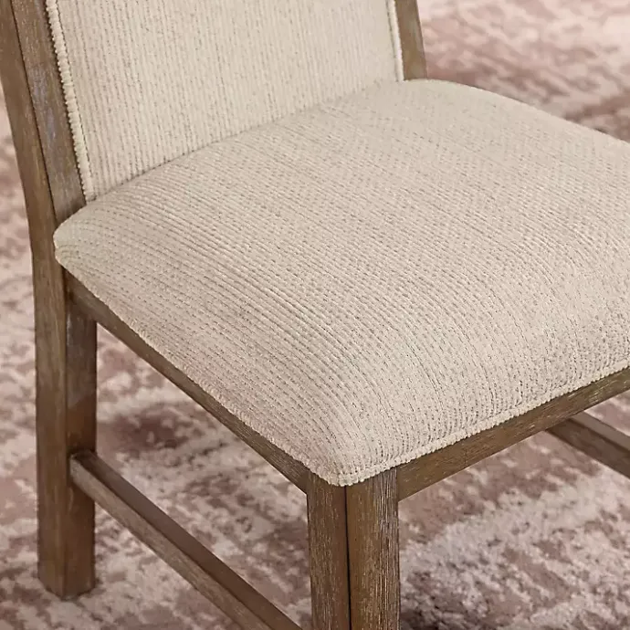 Hot Kirklands Home Neutral Upholstered Oak Dining Chairs, Set of 2 Tan