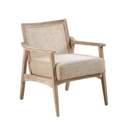 New Kirklands Home Neutral Wheat Mid-Century Modern Accent Chair Tan