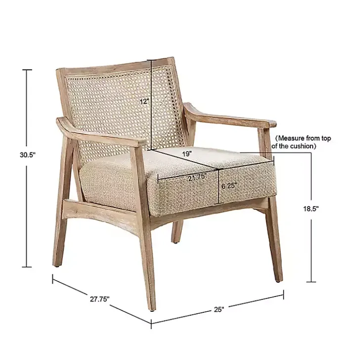 New Kirklands Home Neutral Wheat Mid-Century Modern Accent Chair Tan