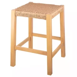 Best Kirklands Home Newport Natural Wood and Rattan Counter Stool Brown