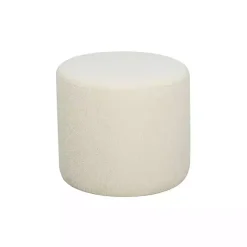 Kirklands Home Newton Boucle Cylinder Ottoman Ivory