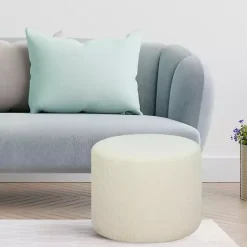 Kirklands Home Newton Boucle Cylinder Ottoman Ivory