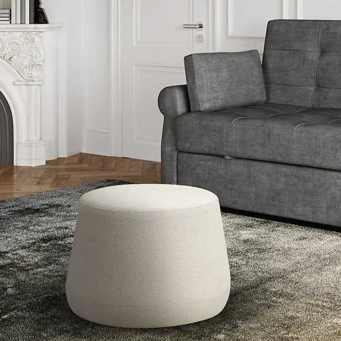 Kirklands Home Newton Boucle Thimble Ottoman Ivory