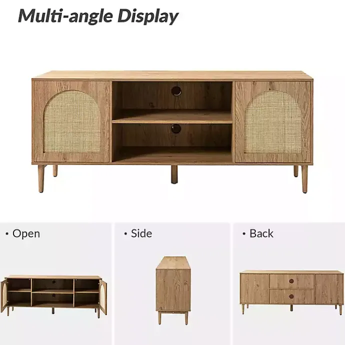 Discount Kirklands Home Oak and Natural Rat Media Cabinet Tan