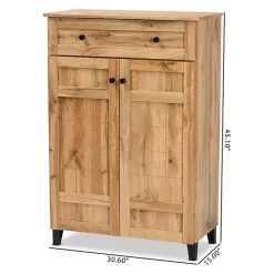 Kirklands Home Oak 2-Door Grid Shoe Storage Cabinet Tan