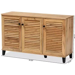 New Kirklands Home Oak 3-Door Slatted Shoe Storage Cabinet Brown