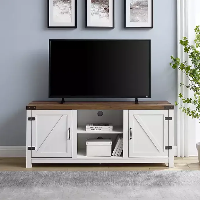 Clearance Kirklands Home Oak Farmhouse Double Door TV Stand