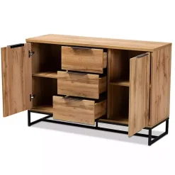 Discount Kirklands Home Oak Wood and Metal Sideboard Buffet