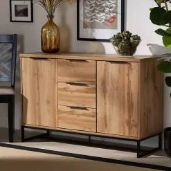 Discount Kirklands Home Oak Wood and Metal Sideboard Buffet