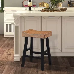 Online Kirklands Home Oak Wood Backless Cooper Counter Stools, Set of 2 Brown