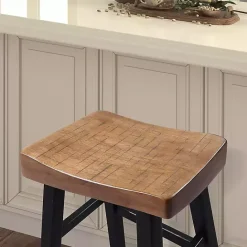 Online Kirklands Home Oak Wood Backless Cooper Counter Stools, Set of 2 Brown