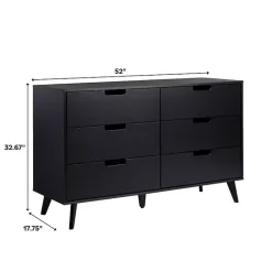 Hot Kirklands Home Oak Wood Simple Grooved Handle 6-Drawer Dresser Tan